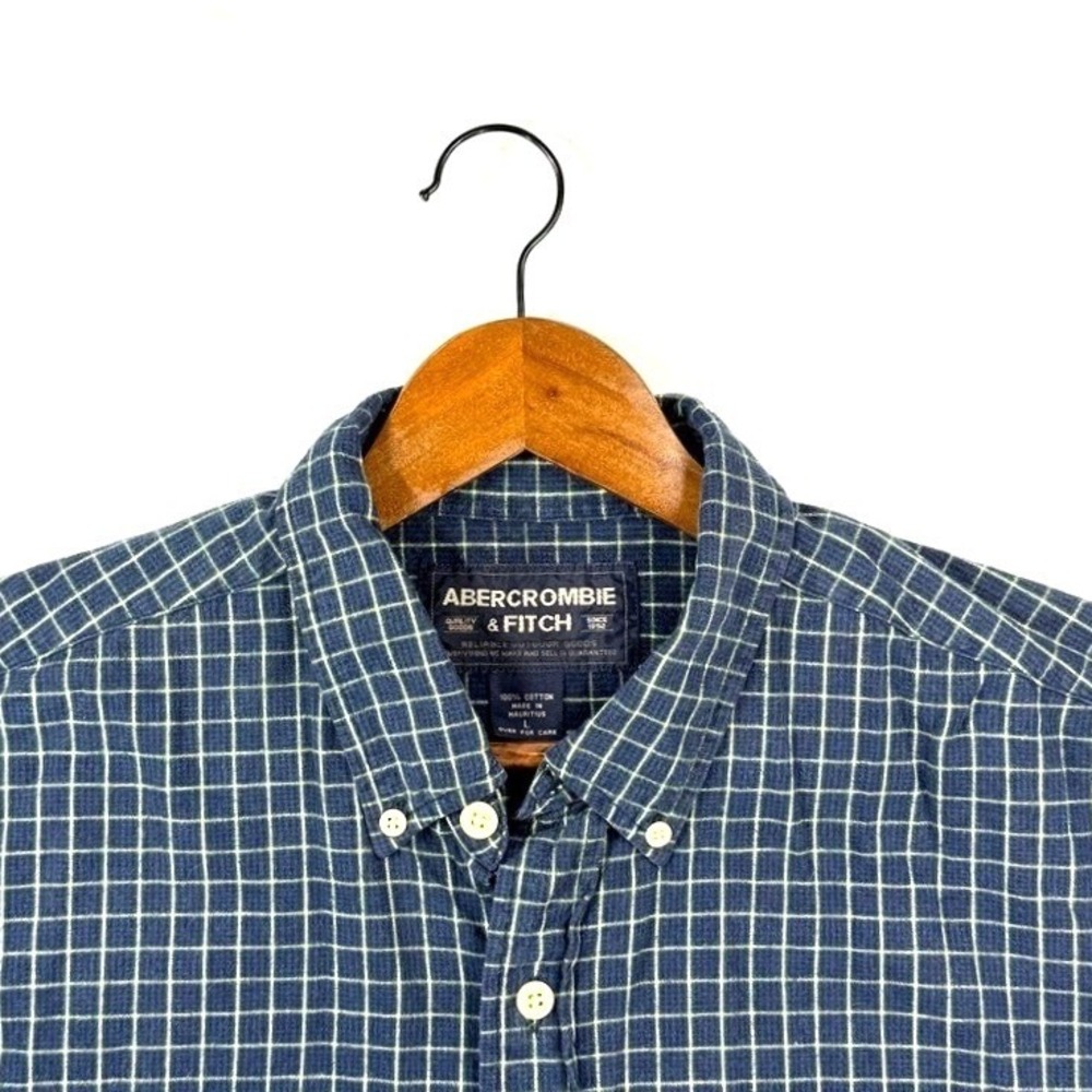 Vintage Abercrombie Fitch, Blue Green Plaid Long Sleeve Cotton Shirt, Men's Sz L